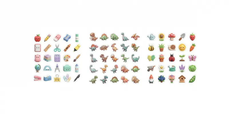 3D Clay 5x5 Sticker Pack Sheets