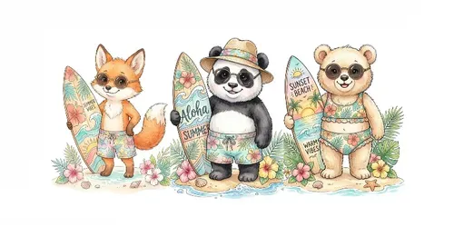 Summer Watercolor Animal Clipart Packs generated by gemini-image
