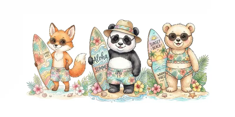 Summer Watercolor Animal Clipart Packs generated by undefined