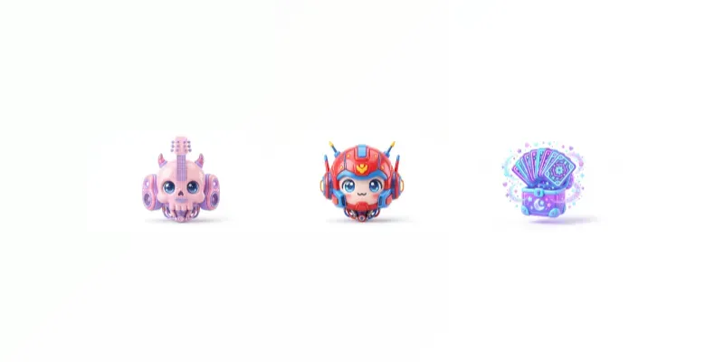 Cute 3D Kawaii Icons generated by undefined