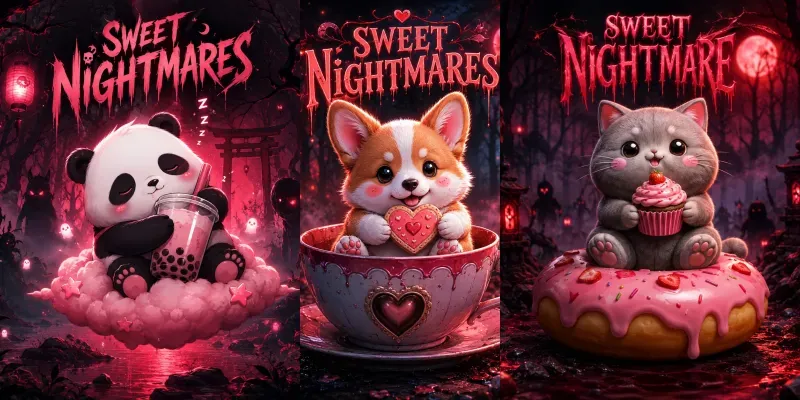 Cute Kawaii Meets Dark Horrors generated by undefined