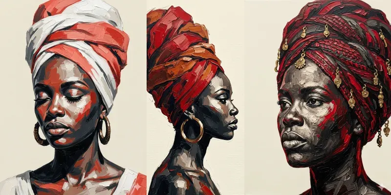 African Impasto Acrylic Portrait Art generated by undefined
