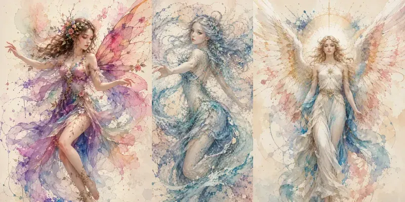 Ethereal Watercolor Fantasy Muses generated by undefined