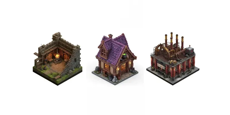 Isometric 3D Game Buildings