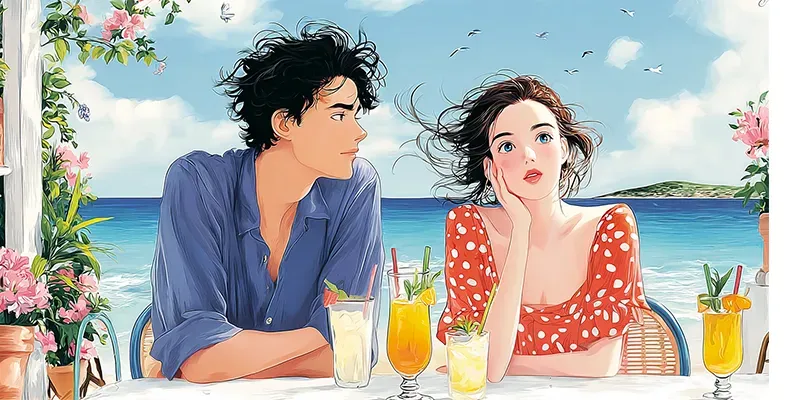 Holiday Couple Anime Beach Illustrations