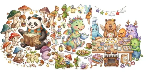 Magical Storybook Gatherings generated by gemini-image