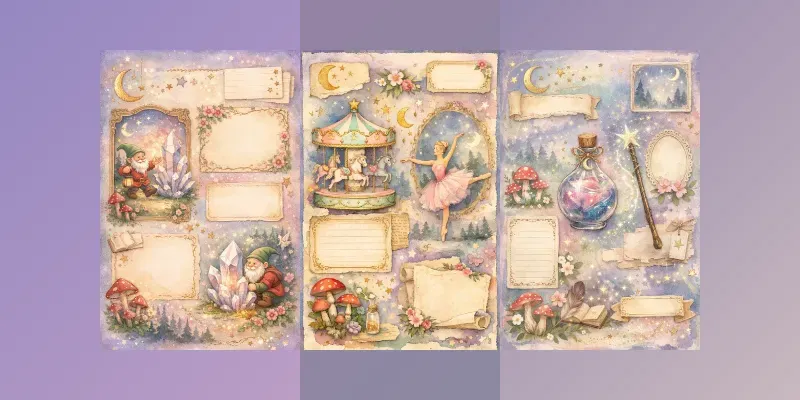 Magical Fantasy Junk Journal Sheets generated by undefined