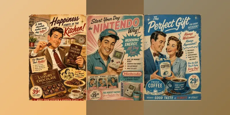 Golden Age Vintage Advertising Posters generated by undefined