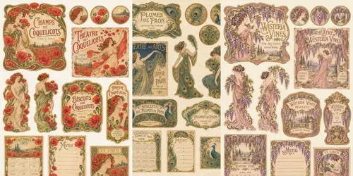 Art Nouveau Ephemera Sheets generated by chatgpt-image