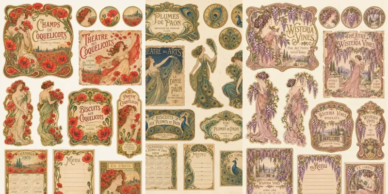 Art Nouveau Ephemera Sheets