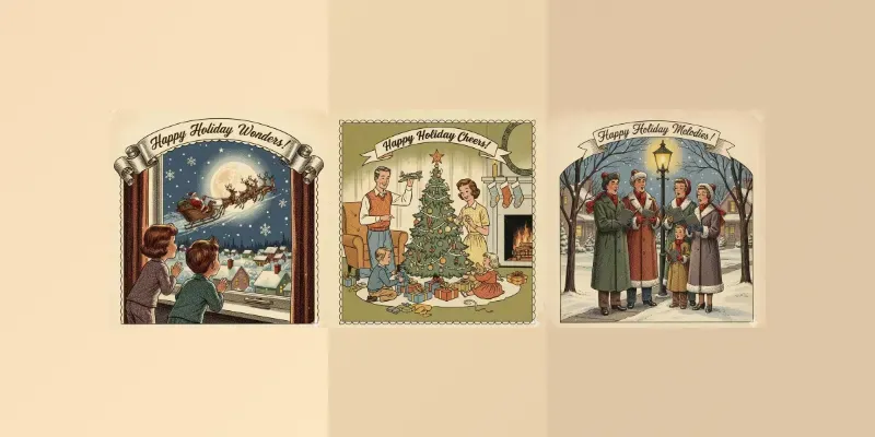 Vintage Christmas Holiday Greeting Cards generated by undefined