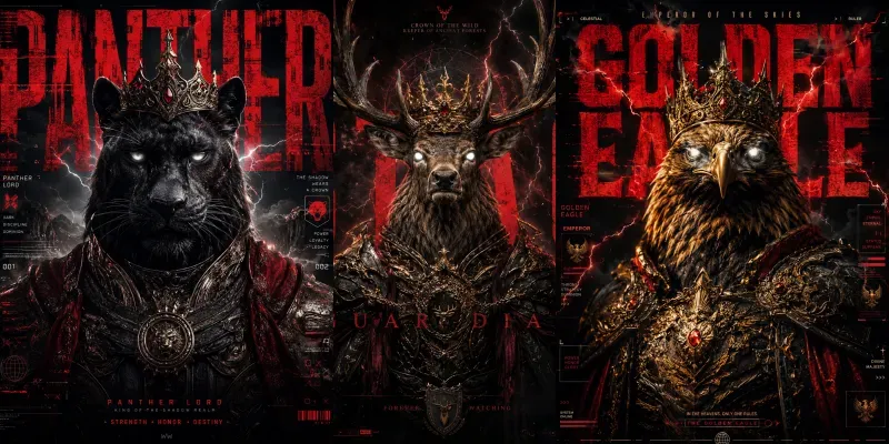 Mythic Animal Glitch Posters generated by undefined
