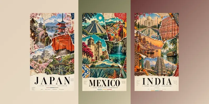 Tornpaper Travel Posters With Titles