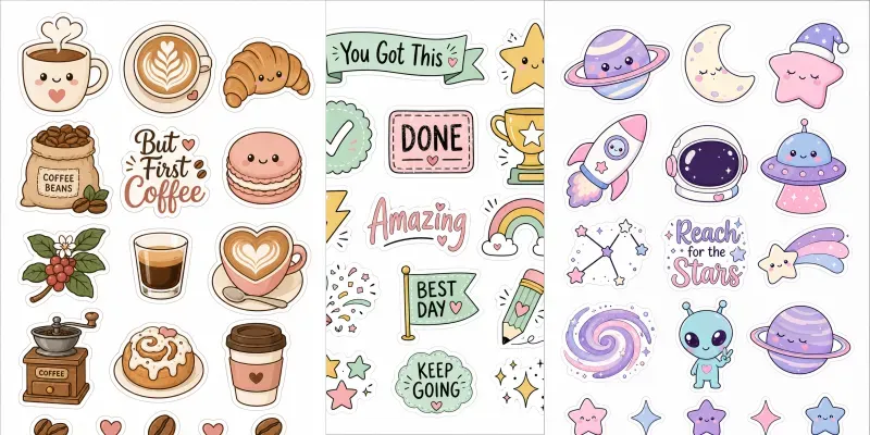 Cute Hand Drawn Sticker Sheet Generator generated by undefined