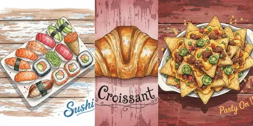 Watercolor Food Dish Paintings Art generated by gemini-image