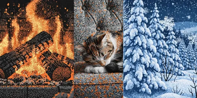 Cozy Winter Stippling Video Art generated by undefined