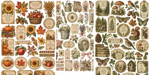 Vintage Seasonal Ephemera Sheets generated by chatgpt-image