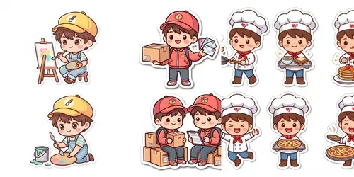 Cute Kawaii Chibi Character Pose Sheets generated by gemini-image