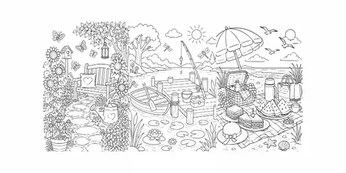 Cozy Summer Coloring Pages generated by chatgpt-image