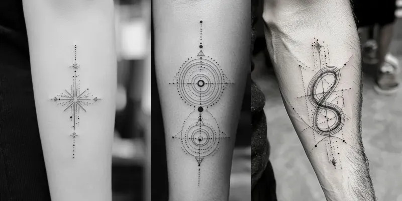 Minimal Geometric Tattoo Line Art generated by undefined