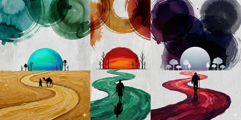 Solitary Journey Artistic Oil Posters generated by undefined