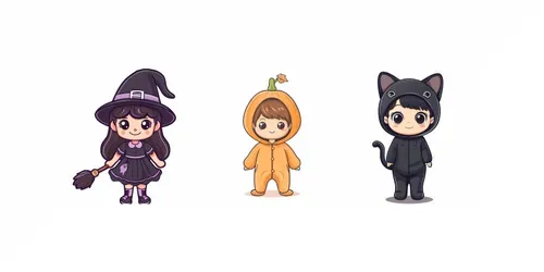 Cute Halloween Kids Clipart generated by midjourney