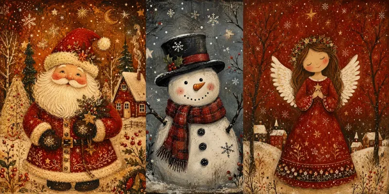 Whimsical Christmas Folk Art Journals generated by undefined