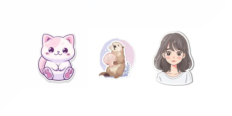 Cute Kawaii Digital Stickers generated by undefined