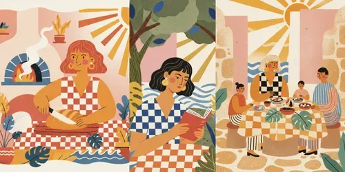 Retro Mediterranean Risograph Art generated by gemini-image