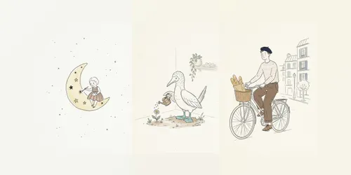 Minimalist Cozy Line Art Scenes Pods generated by gemini-image