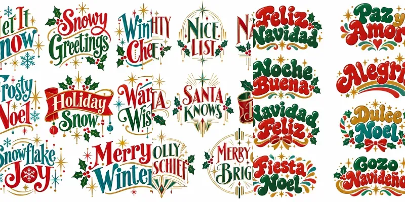 Retro Christmas Lettering Art Sets