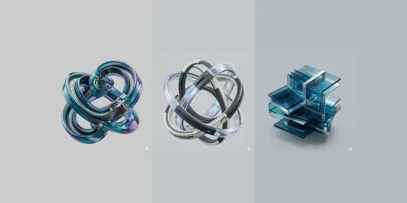 Modular 3D Kinetic UI Hero Assets generated by undefined