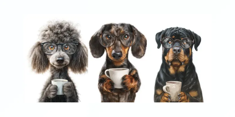 Dogs With Glasses Drinking Coffee generated by undefined