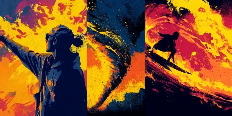 Vibrant Fire Silhouette Graphic Artworks generated by undefined