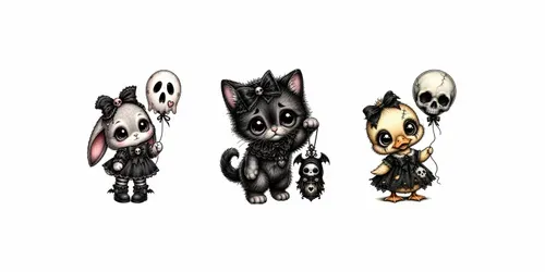 Cute Gothic Baby Animal Illustrations generated by chatgpt-image