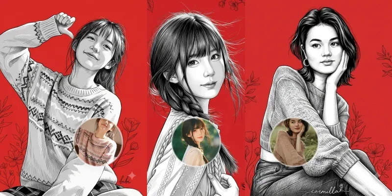 Realistic Monochrome Vector Portraits generated by undefined