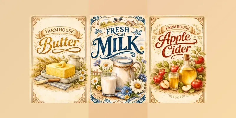 Vintage Organic Farm Kitchen Labels generated by undefined