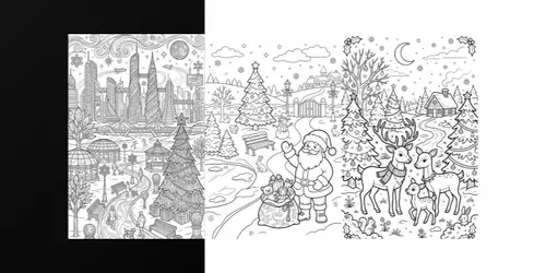 Christmas Landscape Coloring Pages generated by gemini-image