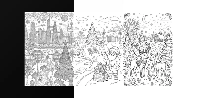 Christmas Landscape Coloring Pages