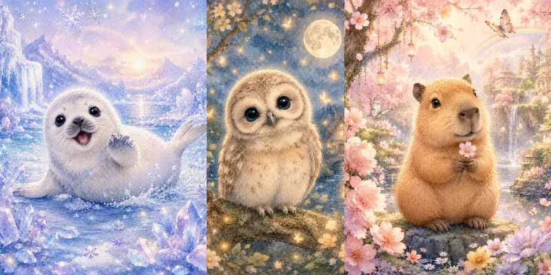 Whimsical Watercolor Baby Animals generated by undefined