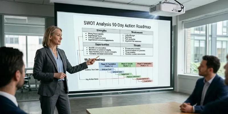 Swot Analysis 90day Action Roadmap generated by undefined