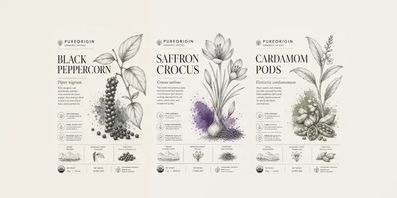 Organic Spice Label Fineline Sketchnotes generated by undefined