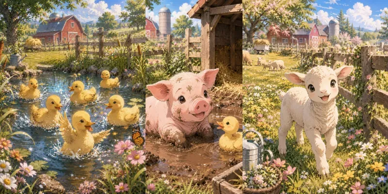 Farm Animals And Barnyard Anime Art generated by undefined