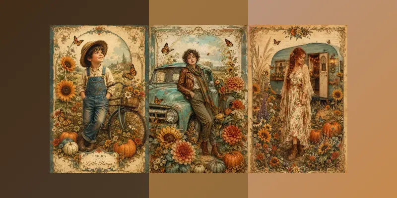 Vintage Floral Dream Portraits generated by undefined