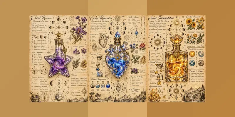 Mystic Alchemy Grimoire Formula Page Art