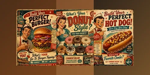 Retro Diner Engagement Posters generated by chatgpt-image