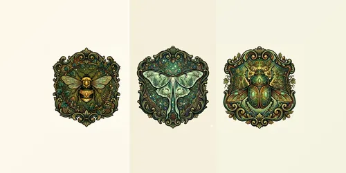 Fantasy Forest Insect Emblems generated by gemini-image