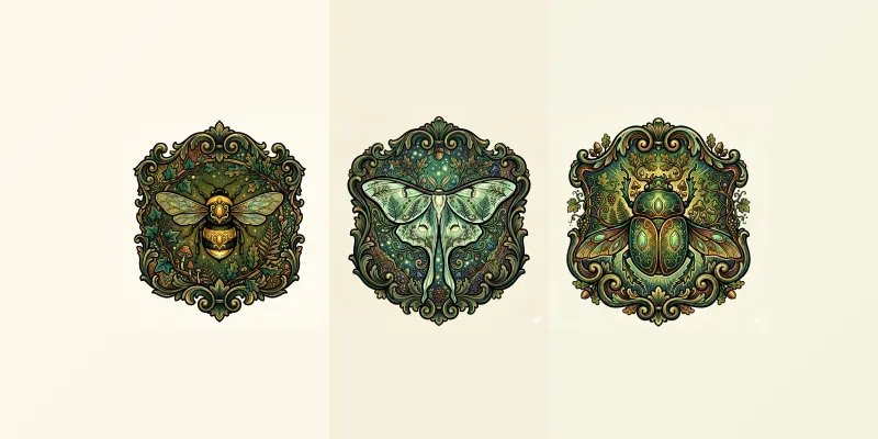 Fantasy Forest Insect Emblems generated by undefined