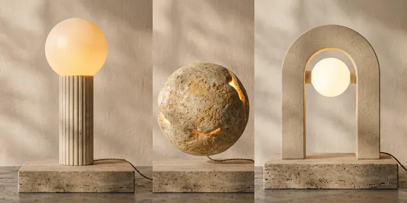 Modern Organic 3D Ceramic Table Lamps generated by undefined