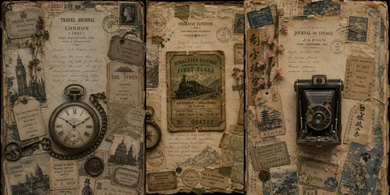 Vintage Travel Diary Ephemera generated by undefined